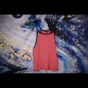 Coral & Navy Blue Crop Top